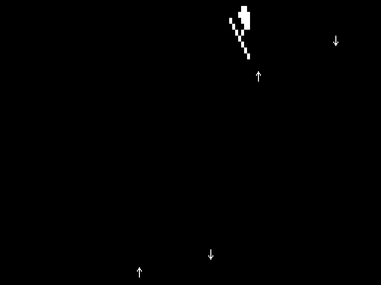 Slalom (TRS-80) screenshot: Turning towards a gate