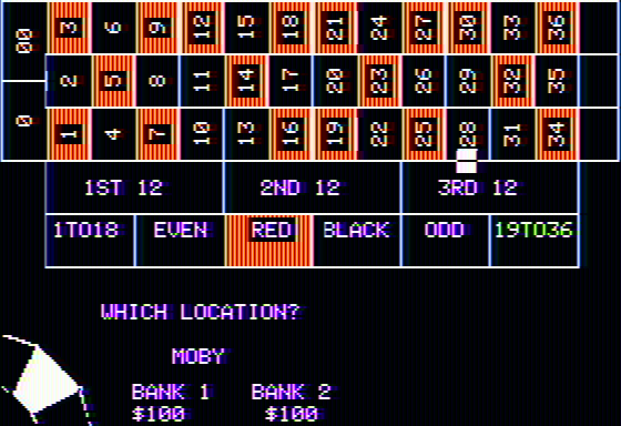 Roulette (Apple II) screenshot: Then the location