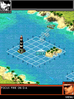 Naval Battle: Mission Commander (J2ME) screenshot: That's a miss