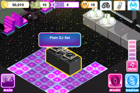 Nightclub Story (iPhone) screenshot: Here's how you inject the spark of life.