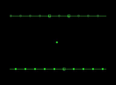 Microstring (Commodore PET/CBM) screenshot: Touched some of the beads