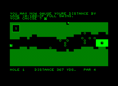 Golf (Commodore PET/CBM) screenshot: Enter how much power you want