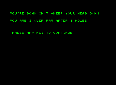 Golf (Commodore PET/CBM) screenshot: Finished the first hole