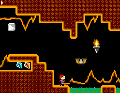 Gaegujangi Kkachi (SEGA Master System) screenshot: Trying to jump over the gap. A bat is attacking