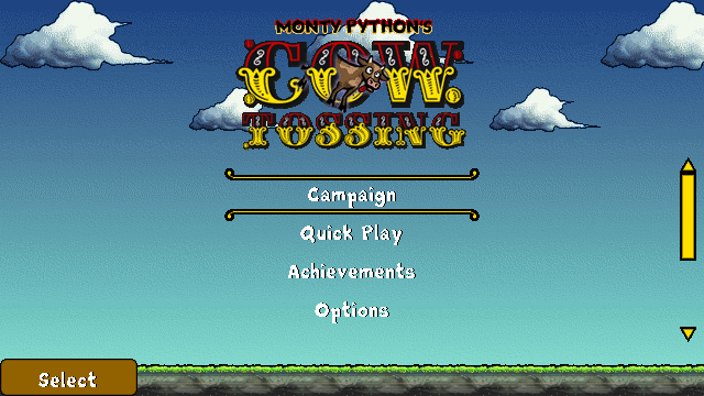 Monty Python's Cow Tossing (J2ME) screenshot: Main menu