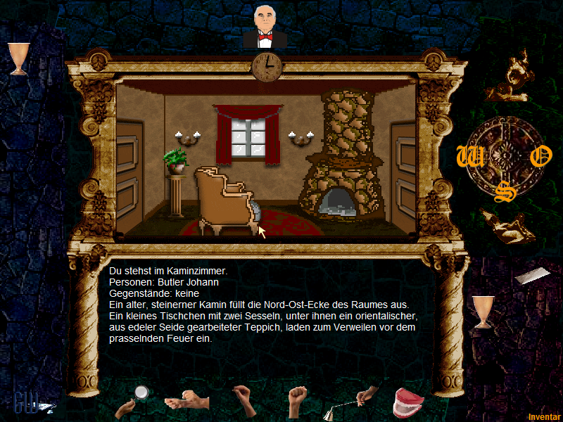 Das Tier (Browser) screenshot: The fireplace room