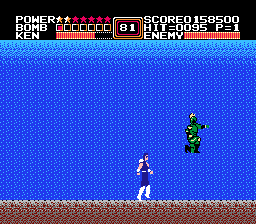 Fist of the North Star (NES) screenshot: Underwater? No, can't be.