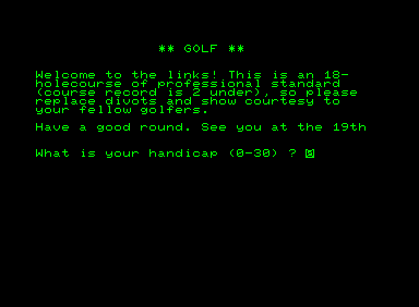 Golf (Commodore PET/CBM) screenshot: Title screen