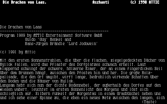 Drachen von Laas (Atari ST) screenshot: Intro in high resolution