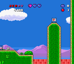 SmartBall (SNES) screenshot: Falling into lava is deadly