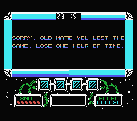 Gilbert: Escape from Drill (MSX) screenshot: I lost and lose one hour of game time.