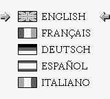 Montezuma's Return! (Game Boy) screenshot: Select your language