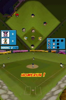 Backyard Baseball '09 (Nintendo DS) screenshot: Going...going...GONE!