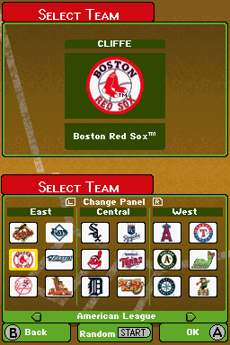 Backyard Baseball '09 (Nintendo DS) screenshot: Team select screen