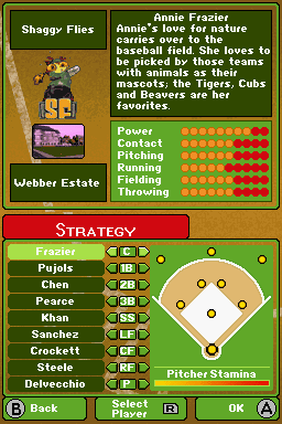 Backyard Baseball '09 (Nintendo DS) screenshot: Adjust your line up here.