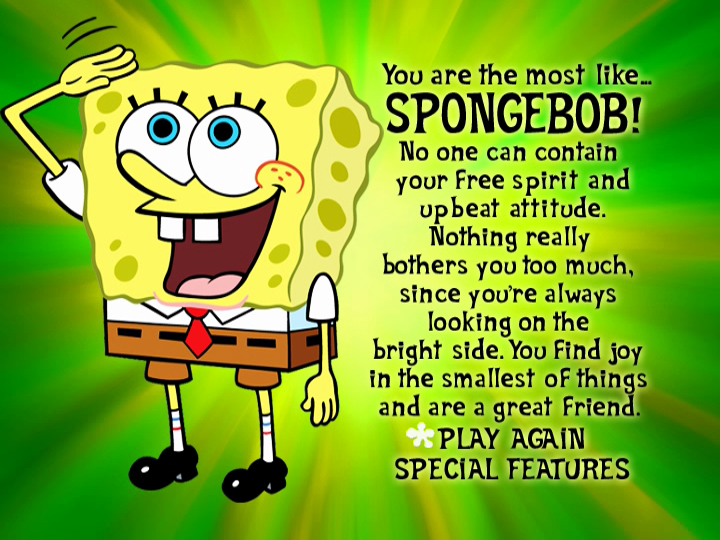 Spongebob Squarepants: Absorbing Favorites (included game) (DVD Player) screenshot: What you see if you are most like Spongebob.