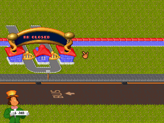 Theme Park (PlayStation) screenshot: When the game begins, the park is empty.