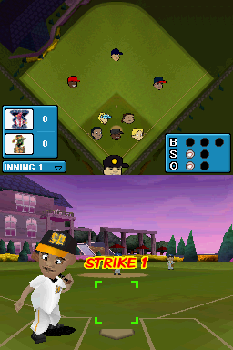 Backyard Baseball '09 (Nintendo DS) screenshot: Strike 1!