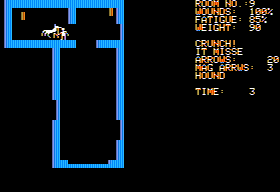 Dunjonquest: Morloc's Tower (Apple II) screenshot: The hound must be killed