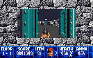 Wolfenstein 3D (Apple IIgs) screenshot: Can you see the enemy?