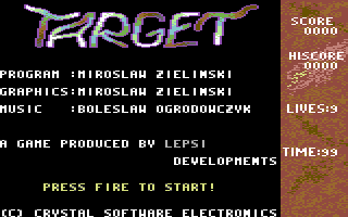 Target (Commodore 64) screenshot: Title screen