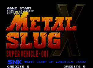 Metal Slug X (Neo Geo) screenshot: Main menu