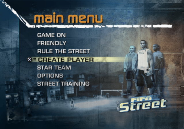 FIFA Street (PlayStation 2) screenshot: Menu screen.