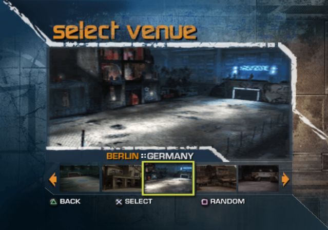 FIFA Street (PlayStation 2) screenshot: Picking a venue.