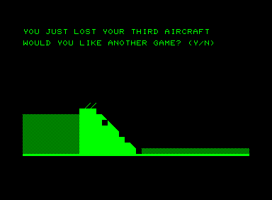Dam Buster (Commodore PET/CBM) screenshot: Game over
