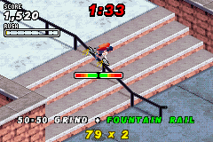 Dave Mirra Freestyle BMX 2 (Game Boy Advance) screenshot: Grind