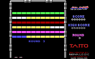 Arkanoid (DOS) screenshot: Round 3 (Demo mode)