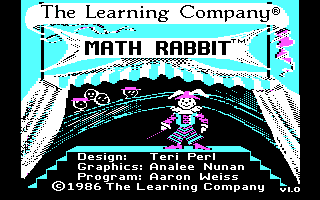 Math Rabbit (DOS) screenshot: Title (CGA)