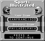 Sports Illustrated: Championship Football & Baseball (Game Boy) screenshot: Starting the football game