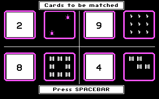 Math Rabbit (DOS) screenshot: Matching Game Before Start 2 (CGA)