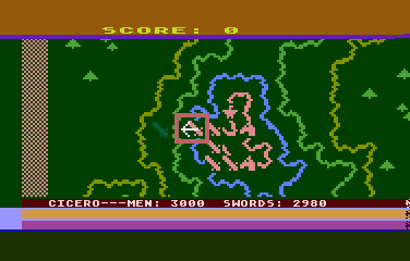 Legionnaire (Atari 8-bit) screenshot: Giving orders to a legion of infantry.
