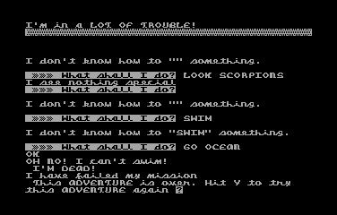 The Golden Voyage (Atari 8-bit) screenshot: Game over!