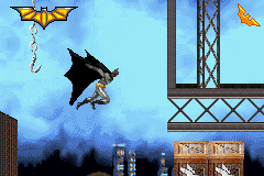Batman Begins (Game Boy Advance) screenshot: Gliding with the cape