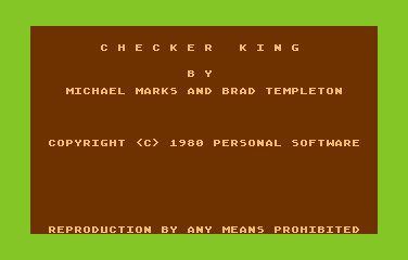 Checker King (Atari 8-bit) screenshot: Title screen.