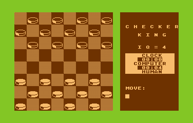 Checker King (Atari 8-bit) screenshot: Game start.