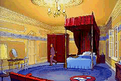Circle of Blood (Game Boy Advance) screenshot: The assassin's room. Guess where George is hiding !