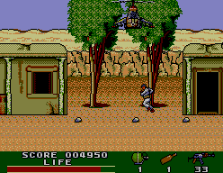 Rambo III (SEGA Master System) screenshot: Now there are also hostages around who must not be shot.