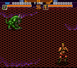 Mutant Fighter (SNES) screenshot: The interesting top-down view allows much manoeuvrability