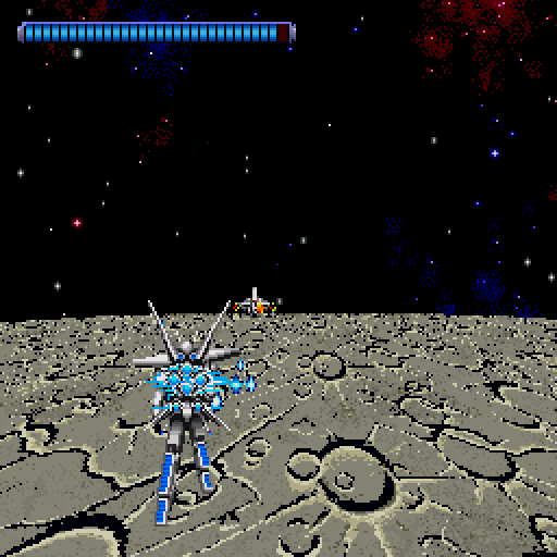 Knight Arms: The Hyblid Framer (Sharp X68000) screenshot: Getting on the ground
