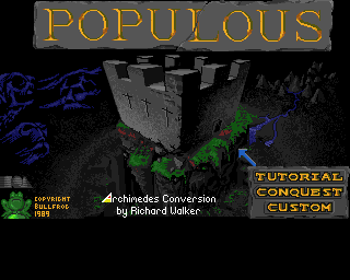 Populous (Acorn 32-bit) screenshot: Title screen