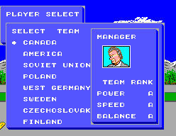 Slap Shot (SEGA Master System) screenshot: Team select