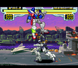 Shin Kidō Senki Gundam Wing: Endless Duel (SNES) screenshot: Death Scythe attacking