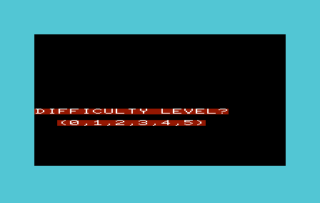 Get Lost! (VIC-20) screenshot: Choose a difficulty