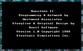 Questron II (DOS) screenshot: Version information 1.0 (CGA)