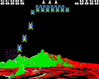 Attack on Alpha Centauri (BBC Micro) screenshot: Here comes the first wave