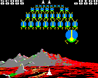 Attack on Alpha Centauri (BBC Micro) screenshot: The bugs attack one at a time